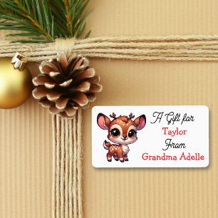 Cute Christmas Reindeer Personalized to and from Label