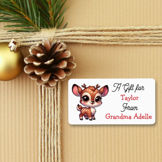 Cute Christmas Reindeer Personalized to and from Label (Creator Uploaded)