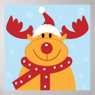 Cute Christmas Reindeer Poster