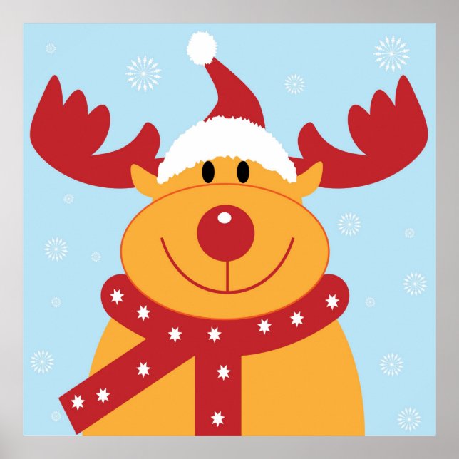 Cute Christmas Reindeer Poster (Front)