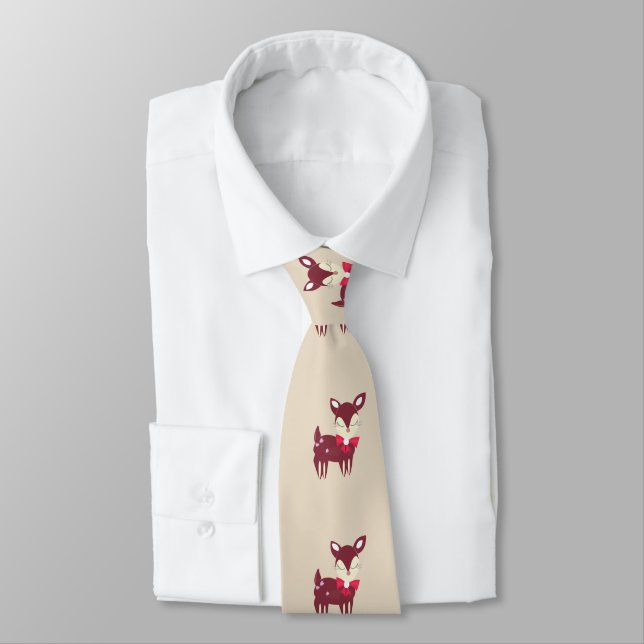 Cute Christmas Reindeer Repeat Pattern Tie (Tied)