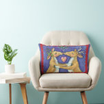 Cute Christmas Reindeer, Romantic Kiss w Mistletoe Lumbar Cushion<br><div class="desc">Vintage illustration Merry Christmas design featuring a love and romance design with two adorable reindeer kissing under the mistletoe. A heart is between them. A funny,  silly and romantic cartoon design for animal lovers.</div>