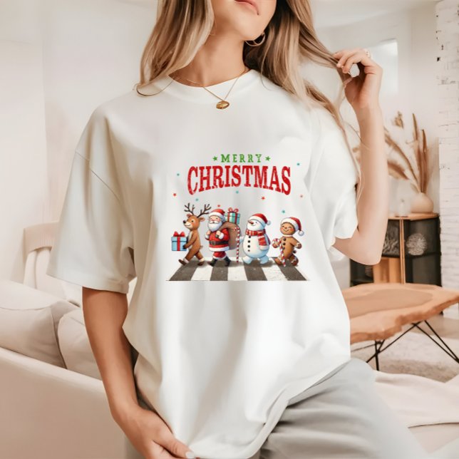 Cute Christmas Reindeer Santa Snowman Tri-Blend Shirt (christmas,christmas movies,christmas countdown,christmas in july,christmas songs,christmas vacation)