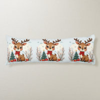 Cute Christmas Reindeer Scene Snowy Forest