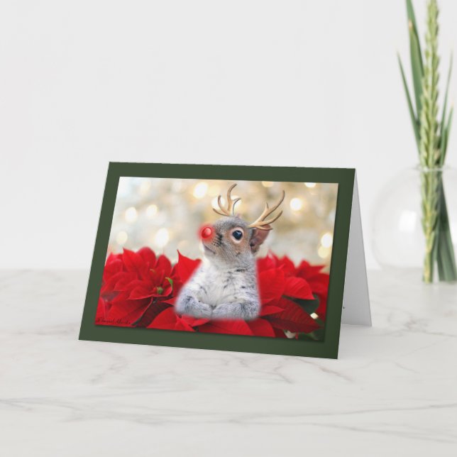 Cute Christmas Reindeer Squirrel Holiday Card (Front)