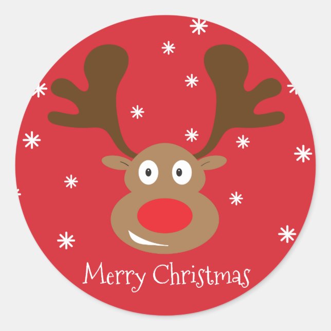 Cute Christmas Reindeer Sticker (Front)