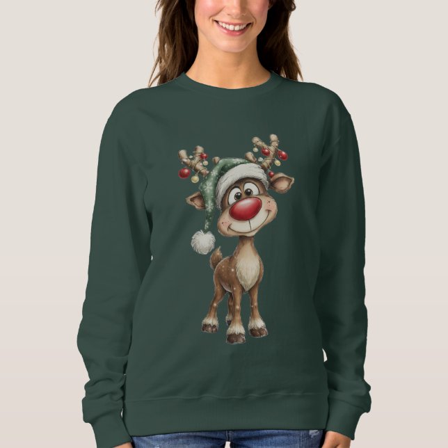 Cute Christmas Reindeer Sweatshirt (Front)