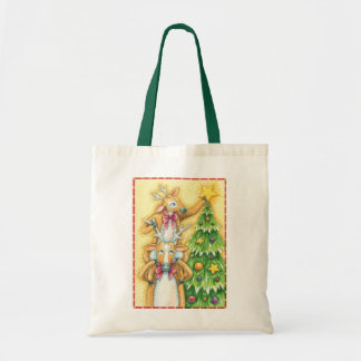 Cute Christmas Reindeer With Christmas Tree Star Tote Bag