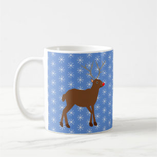 Cute Christmas Reindeer with Red Nose  Coffee Mug