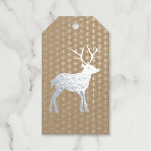 Cute Christmas Reindeer with Red Nose Custom Gift Tags