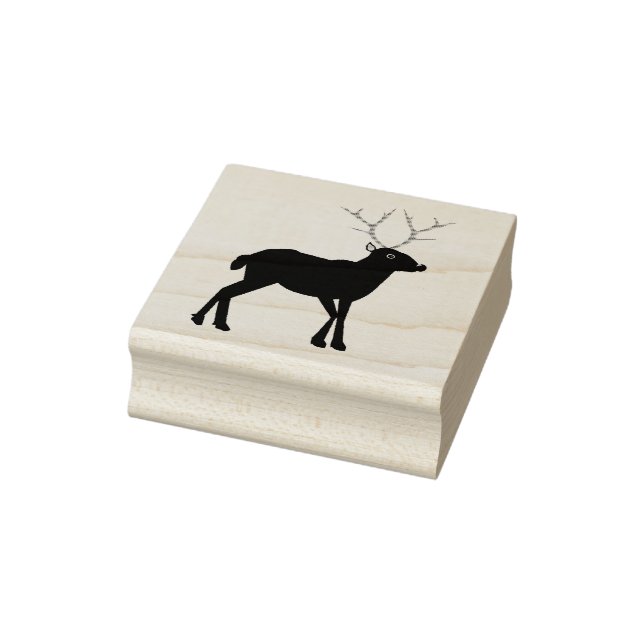 Cute Christmas Reindeer with Red Nose Rubber Stamp (Stamp)