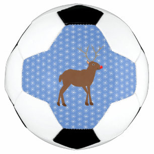 Cute Christmas Reindeer with Red Nose Soccer Ball