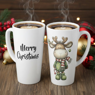 Cute christmas reindeers latte mug