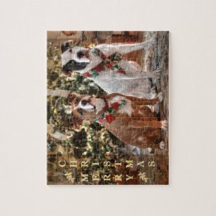 Cute Christmas Rescue Pitbull and America Bull Dog Jigsaw Puzzle