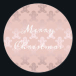 Cute Christmas Rose Gold Gingerbread Man Pattern Classic Round Sticker<br><div class="desc">Christmas Gingerbread Man Pattern in faux rose gold</div>
