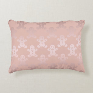 Cute Christmas Rose Gold Gingerbread Man Pattern Decorative Cushion