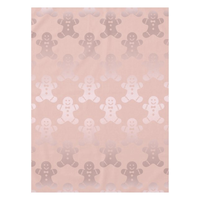 Cute Christmas Rose Gold Gingerbread Man Pattern Tablecloth (Front)