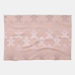 Cute Christmas Rose Gold Gingerbread Man Pattern Tea Towel