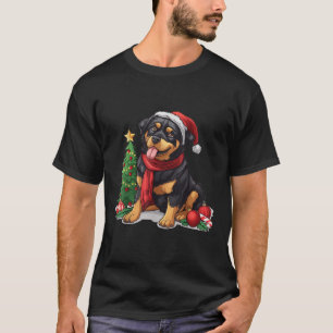 Cute Christmas Rottweiler Dog Santa Hat Puppy Mist T-Shirt