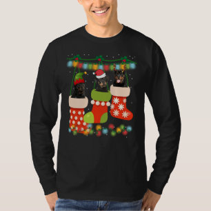 Cute Christmas Rottweiler Sock Xmas Reindeer Santa T-Shirt