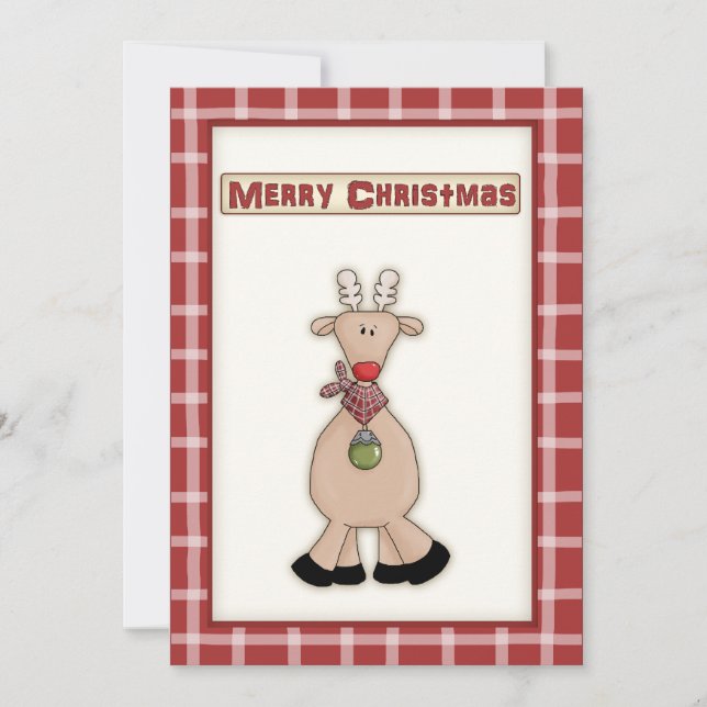 Cute Christmas Rudolf the Red Nose Reindeer Party Invitation (Front)