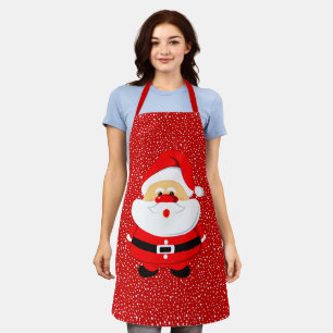 Cute Christmas Santa Claus and snowflakes Apron