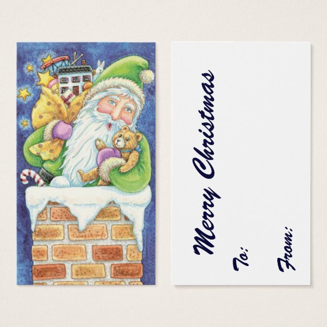 Cute Christmas, Santa Claus in Chimney with Toys (Front & Back)