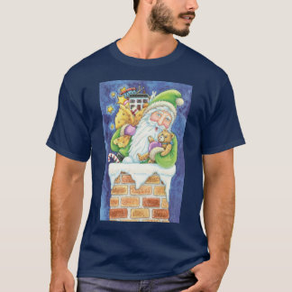 Cute Christmas, Santa Claus in Chimney with Toys T-Shirt