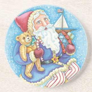 Cute Christmas, Santa Claus on Snowball with Toys Coaster