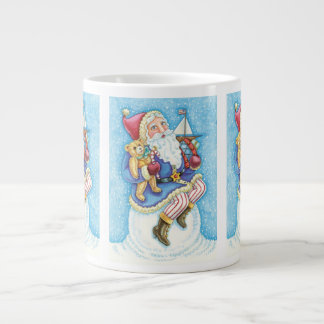 Cute Christmas, Santa Claus on Snowball with Toys Large Coffee Mug