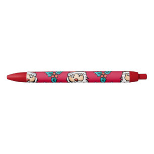 Cute Christmas Santa Claus Pattern Festive Red Ink Black Ink Pen