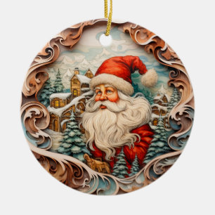 Cute Christmas Santa Claus Personalised Ceramic Tree Decoration