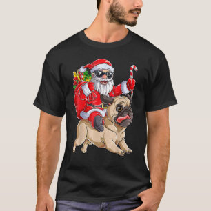 Cute Christmas Santa Claus Riding Pug Xmas Pugmas T-Shirt