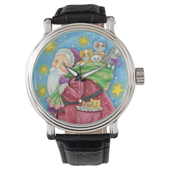 Cute Christmas, Santa Claus with Kittens and Cats! Watch (Front)