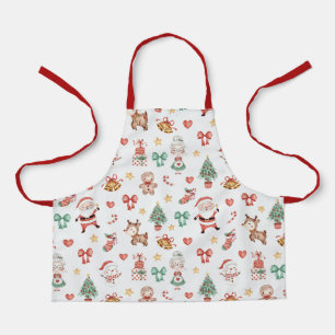 Cute Christmas Santa Gingerbread Man Rudolf Apron