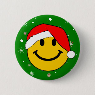 Cute Christmas Santa Happy Face 6 Cm Round Badge