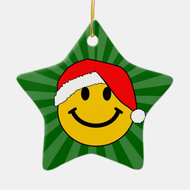 Cute Christmas Santa Happy Face Ceramic Tree Decoration (Front)