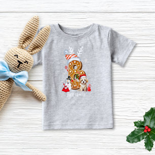 Cute Christmas Santa Hat Gingerbread Letter B Boy Baby T-Shirt