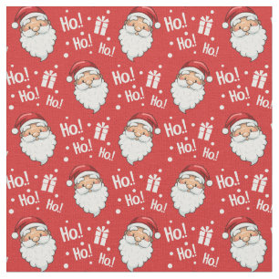 Cute Christmas Santa Ho Ho Ho Red White  Fabric