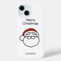 Cute Christmas Santa Line Drawing with Red Hat