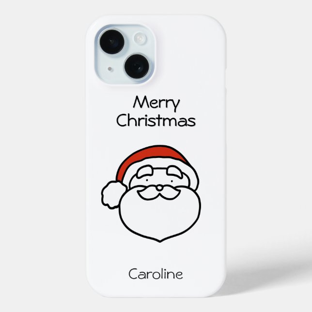 Cute Christmas Santa Line Drawing with Red Hat Case-Mate iPhone Case (Back)