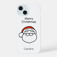 Cute Christmas Santa Line Drawing with Red Hat