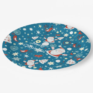 Cute Christmas Santa Pattern Paper Plates