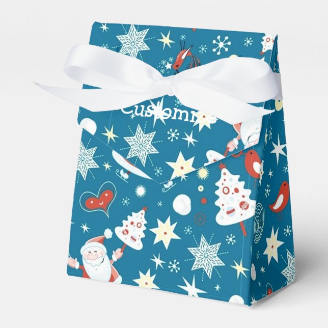 Cute Christmas Santa Pattern Tent Favour Box (Front Side)