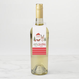 Cute Christmas Santa & Reindeer Bottle Tag