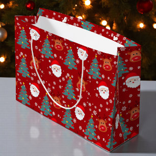 Cute Christmas Santa Reindeer   Christmas Large Gift Bag