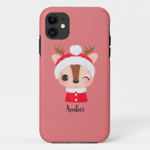 Cute Christmas Santa Reindeer Head Case-Mate iPhone Case