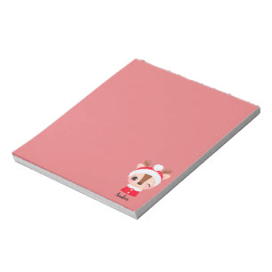 Cute Christmas Santa Reindeer Head Notepad