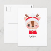 Cute Christmas Santa Reindeer Head