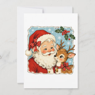Cute Christmas Santa Reindeer Thank You Card